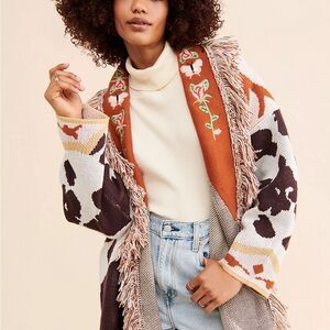 Free People Multicolor Fringe Cardigan